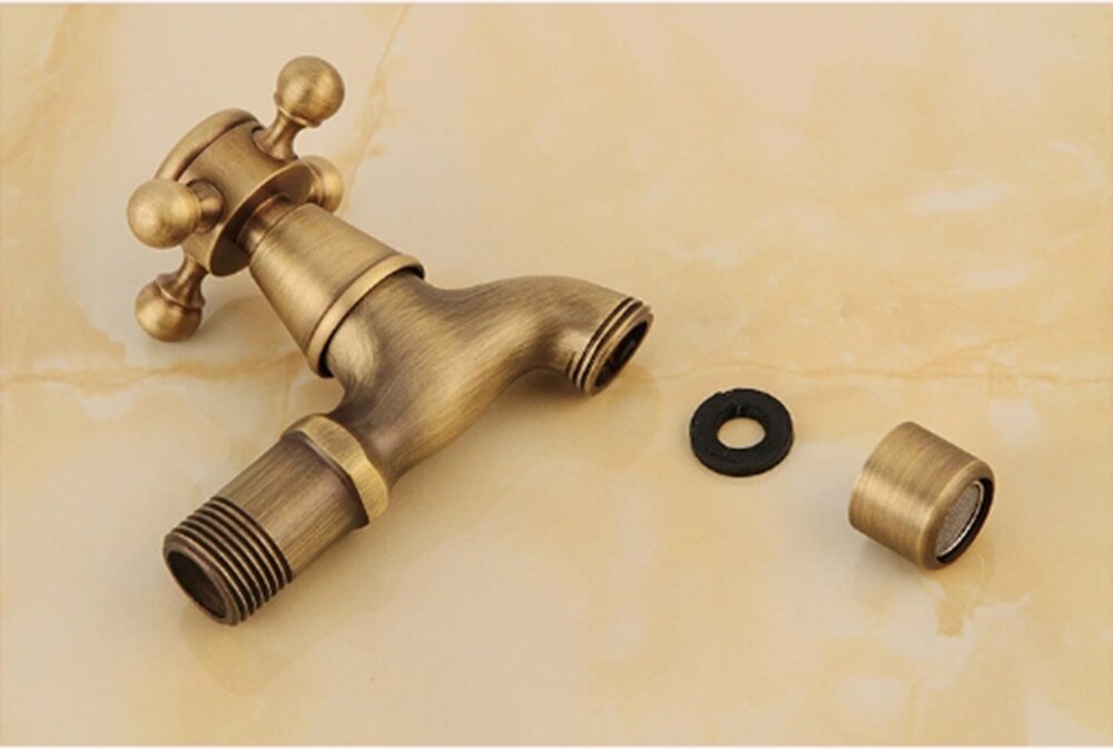 Wall Mount Bibcock Brass Retro Tap Decorative Outdoor Garden Taps Washing Machine Mop Luxury Antique WC Faucet