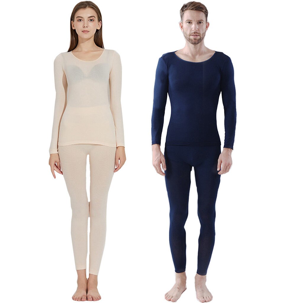 Couple Winter Thermal Underwear Seamless Elastic Underwear Set Inner Wear Underwear Couple (Top & Bottom) 3 Seconds Thermal: C