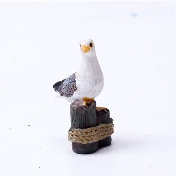 Havsfågel mås stå stubbe miniatyr fairy trädgård hem hus dekoration mini hantverk mikro landskapsarkitektur dekor diy tillbehör
