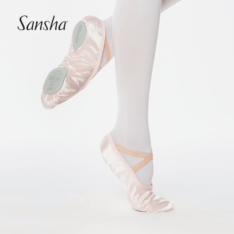 Sansha voksen ballet sko pink satin split sål åndbar ballet tøfler til piger kvinder mænd dansesko nr .3s