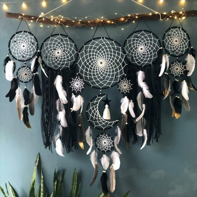 5 unids/set atrapasueños Boho decoración del hogar macramé atrapasueños tapices de pared Luna Ramadán atrapasueños niños adorno para guardería