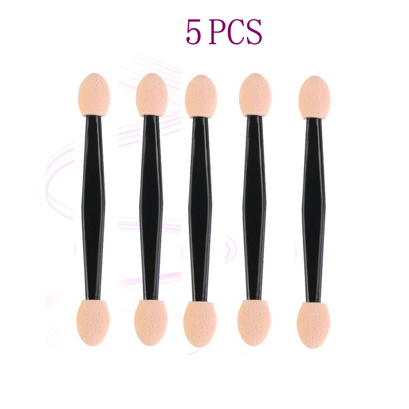 LTWEGO-Kit de brochas de nailon desechables para sombra de ojos, Kit de esponja lateral doble, pinceles de Maquillaje sombra de ojos para aplicar cosméticos, 50 Uds.: 5PCS-Black