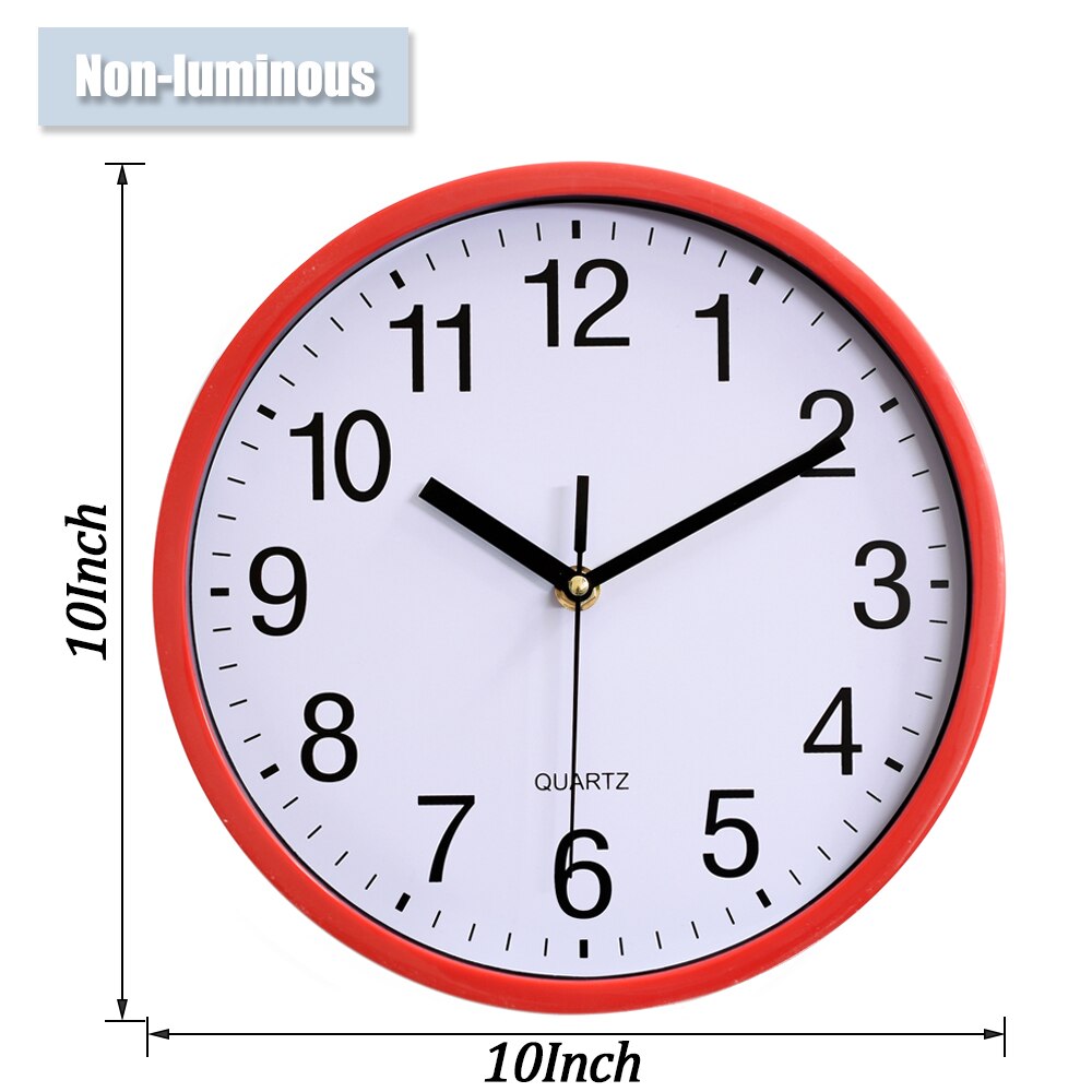12&#39;&#39; Luminous Clock Round Digital Clock Silent Quartz Watch 10&#39;&#39; Wall Clocks Simple Hanging Wall Clocks Home Bedroom Decoration: Non-luminous Red