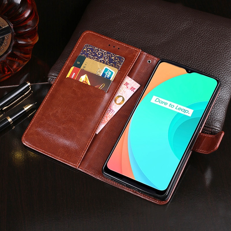 For Realme C11 Case Flip Wallet Business Leather Capa Phone Case for Realme C11 RMX2185 Cover Fundas Accessories