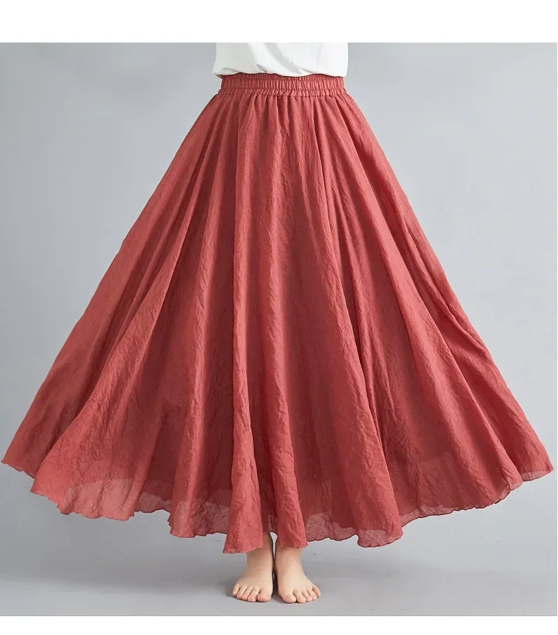 Clothes Women Clothing Skirts Vintage Y2k Streetwear Bohemian Cotton Linen Casual Vestido De Festa Long Skirt