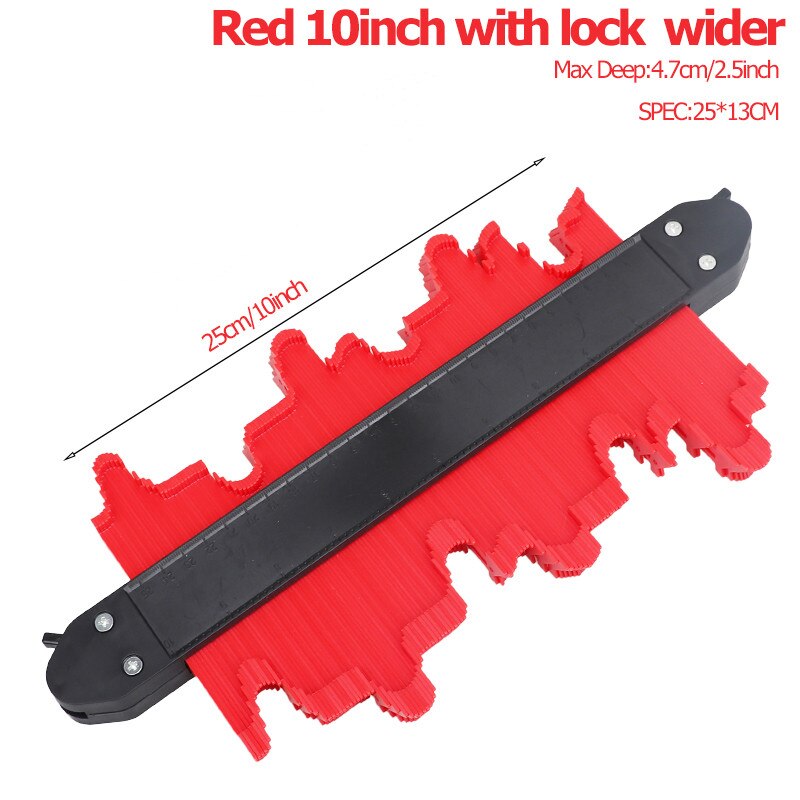 5/10 inch Multi-functional Contour Profile Gauge Laminated Tiles Tiles Edge Shaping Wood Measure Ruler Contour Gauge Duplicator: W25cm Red