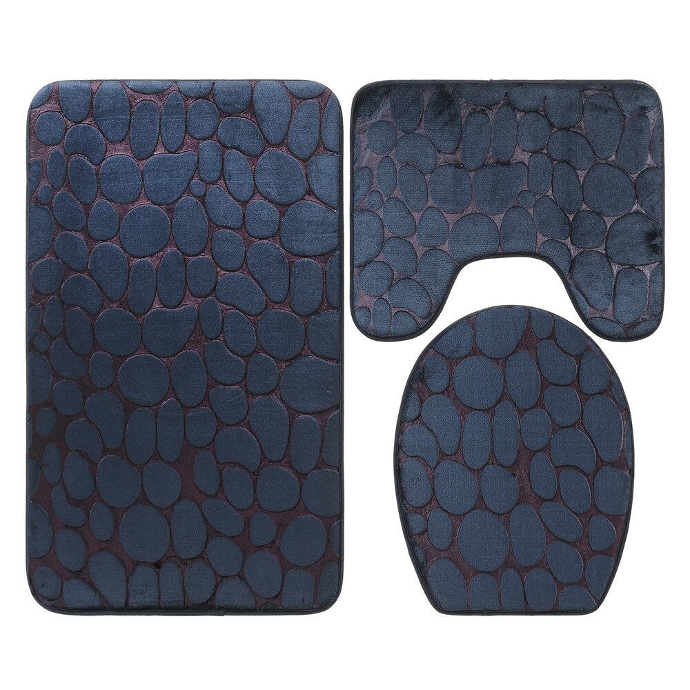 1 set bath mat bathroom set bathroom carpet bathroom rug set Toilet carpet three piece set Anti skid foot pad at cylinder edge: L