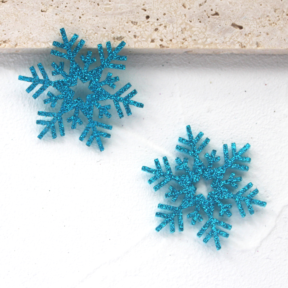 40Pcs 43Mm Glitter Sneeuwvlok Padded Applicaties Voor Diy Kerstboom Hoed Glas Windows Muren Stick-On Levert decor Patches: Blauw