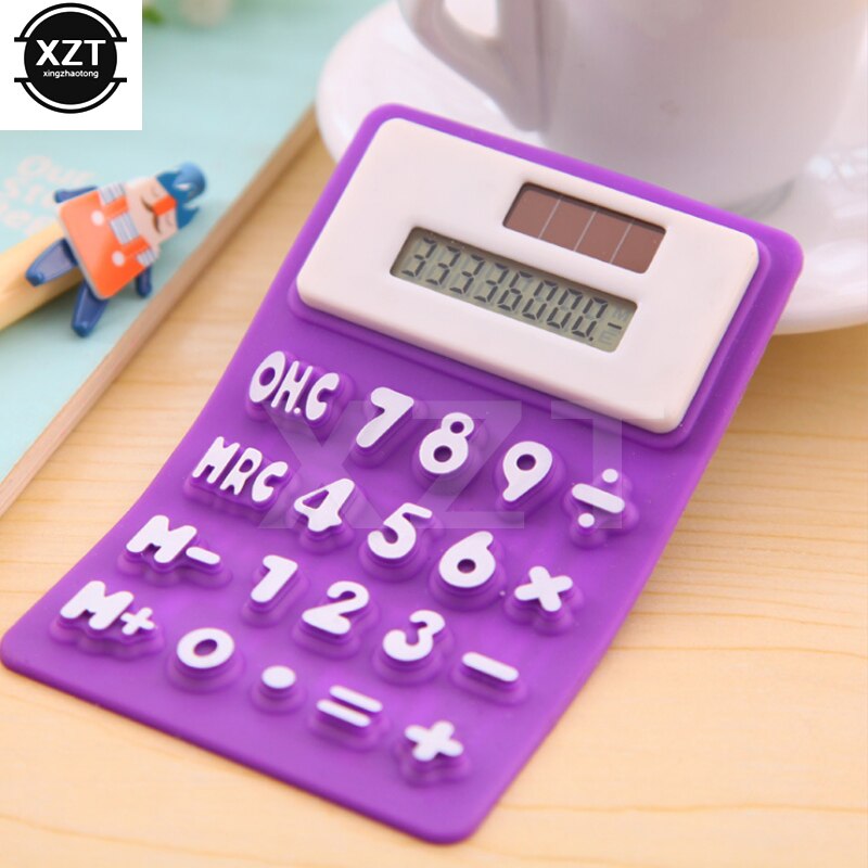 Handheld Silicone Scientific Calculator Foldable Pocket Solar silicone Calculators for School Meeting 8 digital