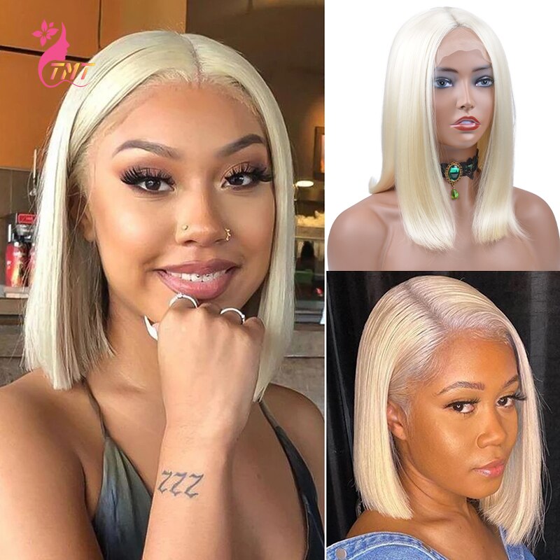 Short Synthetic Wigs Bob Middle Part Lace Front Wig Heat Resistant Straight Hair Natural Looking for Black Woman: 613