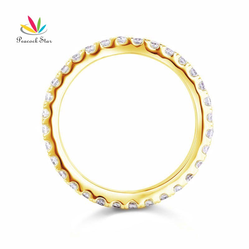 Peacock Star Eternity Stackable Ring Stacking 925 Sterling Silver Yellow Gold Color Wedding Band CFR8335