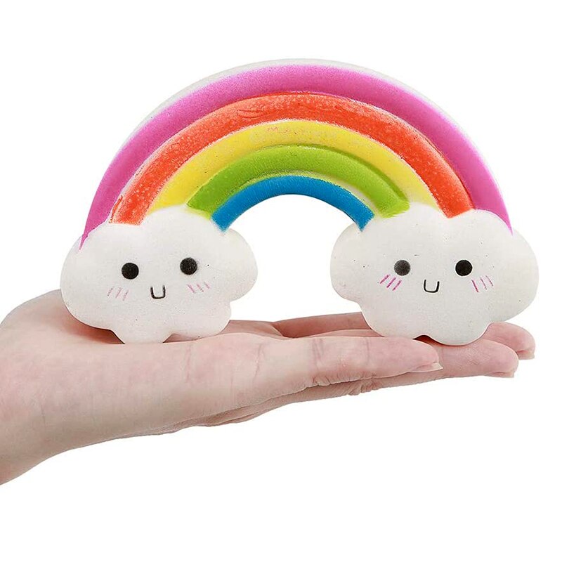 Jumbo Kawaii Smiley Rainbow Squishy Slow Rising Simulation Bread Cake Squishies Soft Scented Stress Relief Squeeze Toys For Kids: Default Title