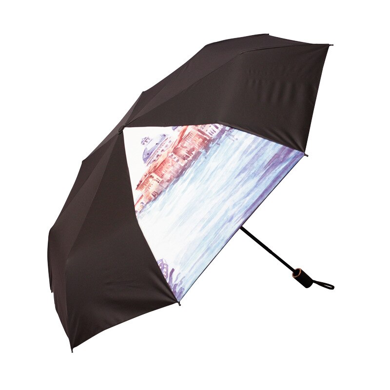 Sombrilla de vinilo plegable con pintura al óleo, sombrilla creativa con personalidad Original, sombrilla para lluvia soleada
