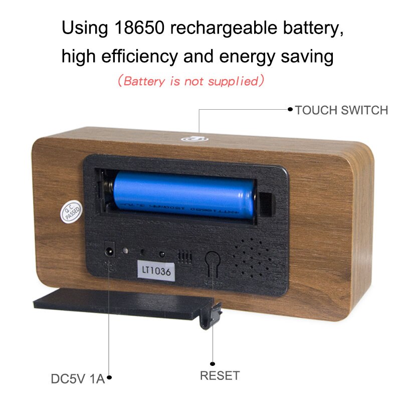 Moderne Houten Led Wekker Geluid App Controle Temperatuur Vochtigheid Datum Elektronische Desktop Digitale Usb Batterij Tafel Klokken