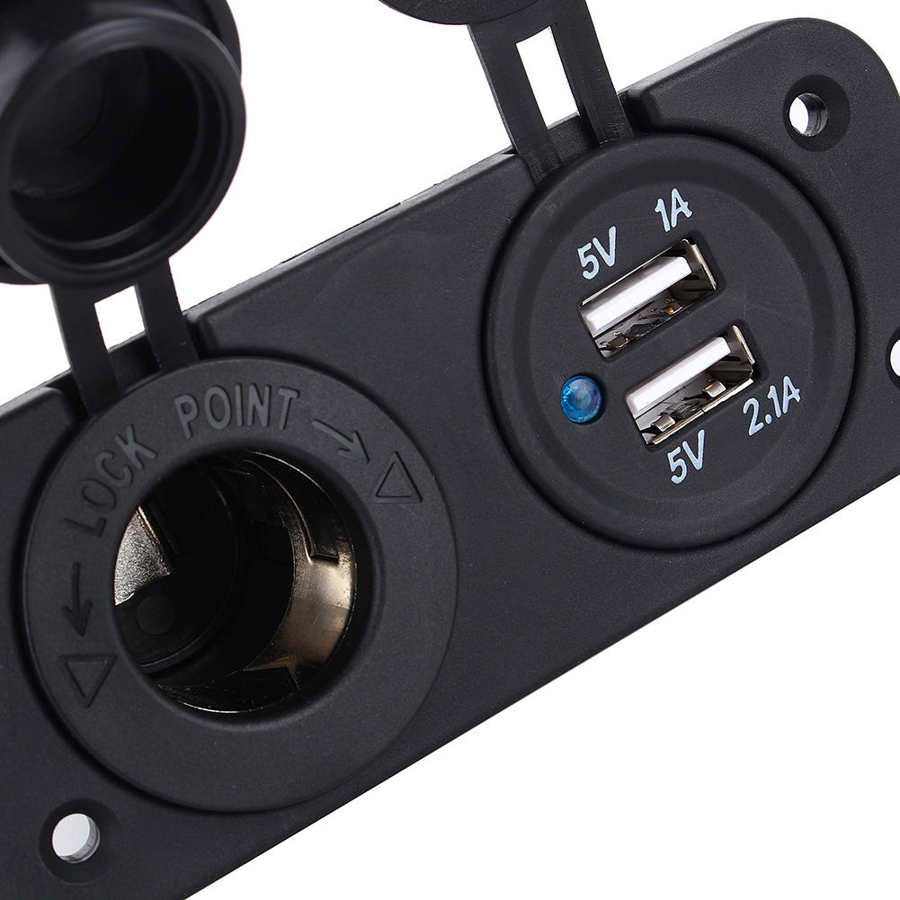 Dual Usb Car Auto Sigarettenaansteker Splitter 12V Lader Power Adapter Outlet Huishoudelijke Socket Dc 12V Input power Adapter