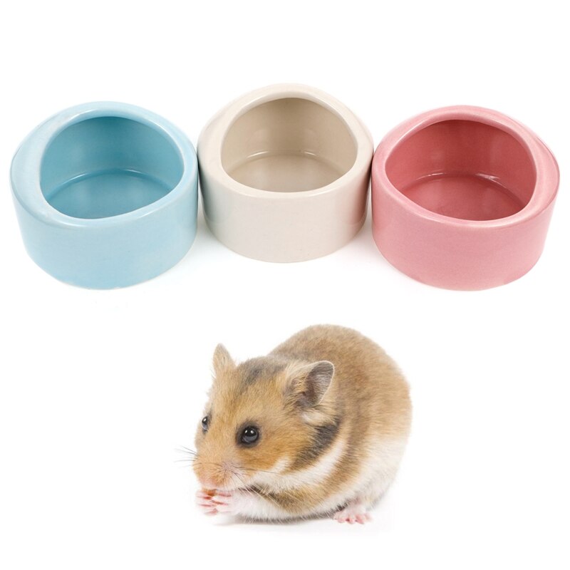 Cuenco de cerámica para hámster, pequeño Animal lindo, sin derrames, sin rotación, soporte para comida y agua, suministros para mascotas, 3 uds.: Default Title