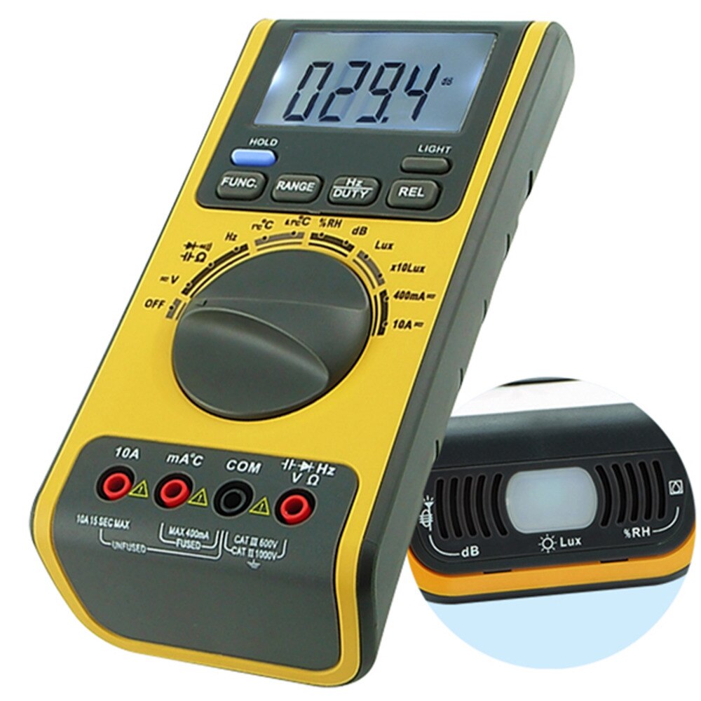 5-in-1 Multifunction Multimeter Lux Light Tester Sound Level Humidity Thermometer Meter 3999 Counts Max
