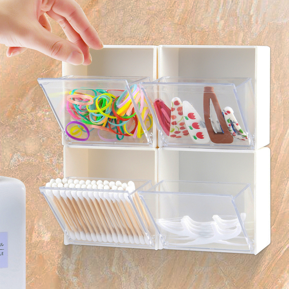 Bad Organizer Mauer-montiert Baumwolle Pad Halter bilden Plastik Lager Organizer Kasten Container Pro Baumwolle Tupfer Schmuck