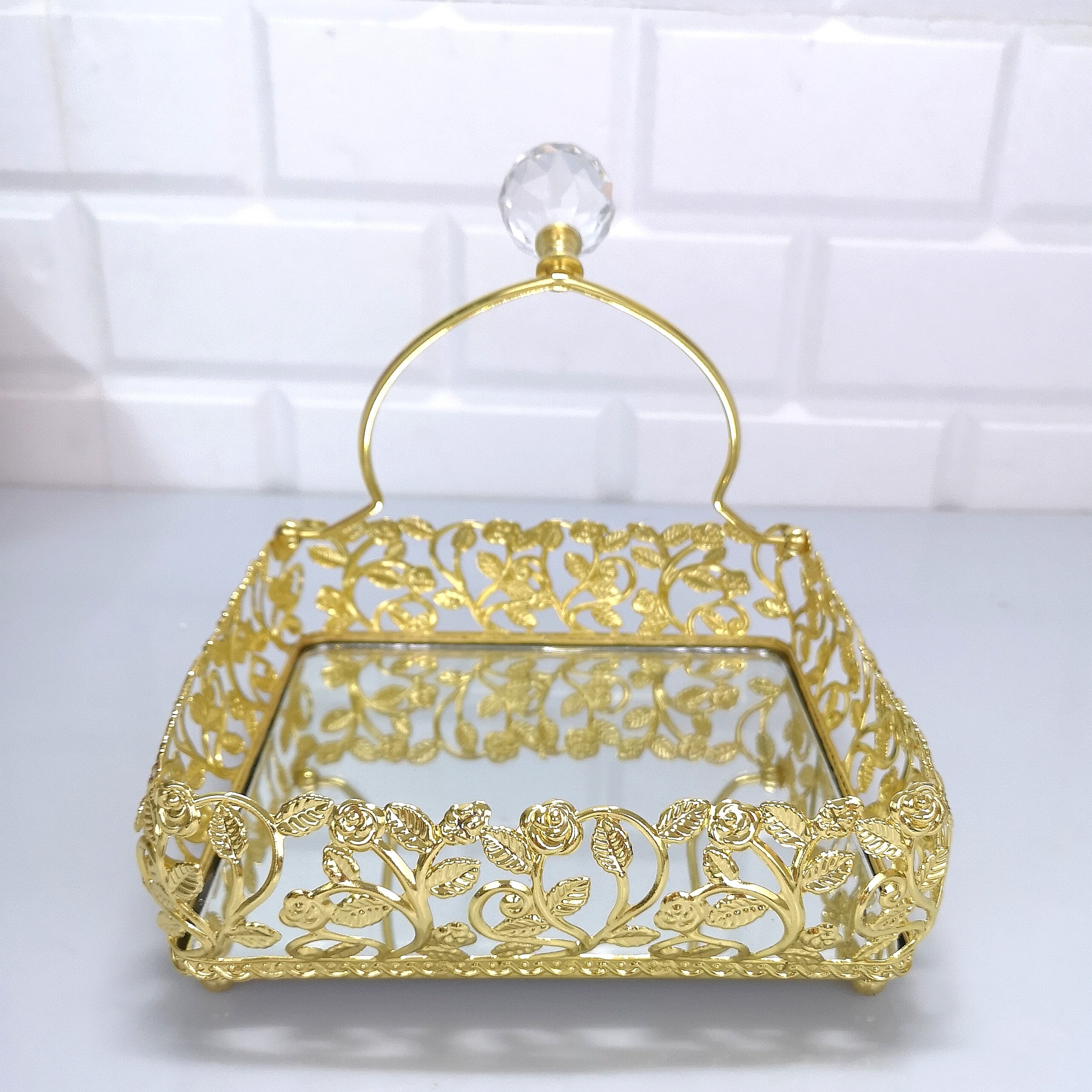 Servet Houder Dienblad Luxe Service Plaat Gouden Zilveren Rechthoek Vierkante Turks Arabisch Home Decor Oosterse Oost