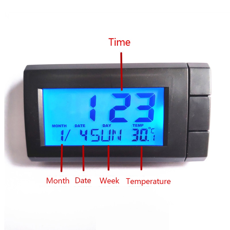 2 in 1 Car LCD Digital Display Clock & Temperature Auto Watch Thermometer