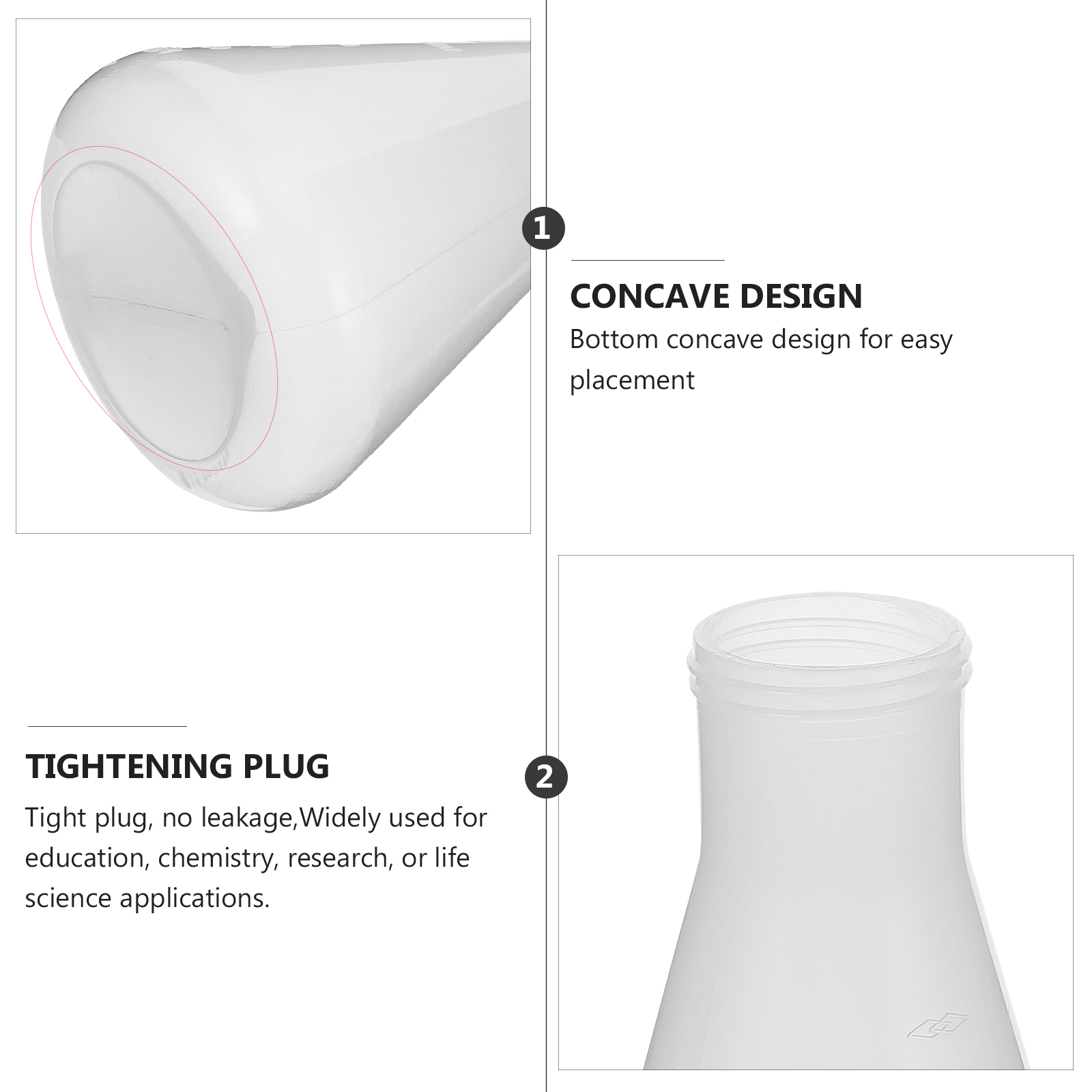 3pcs Plastic Erlenmeyer Flask Transparent Science Flask Practical Conical Flask