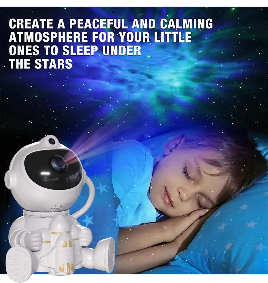 Proyector de astronauta Xiaomi, luz nocturna LED, galaxia, estrellas, nebulosa, lámparas de techo para decoración de sala de juegos, para niños