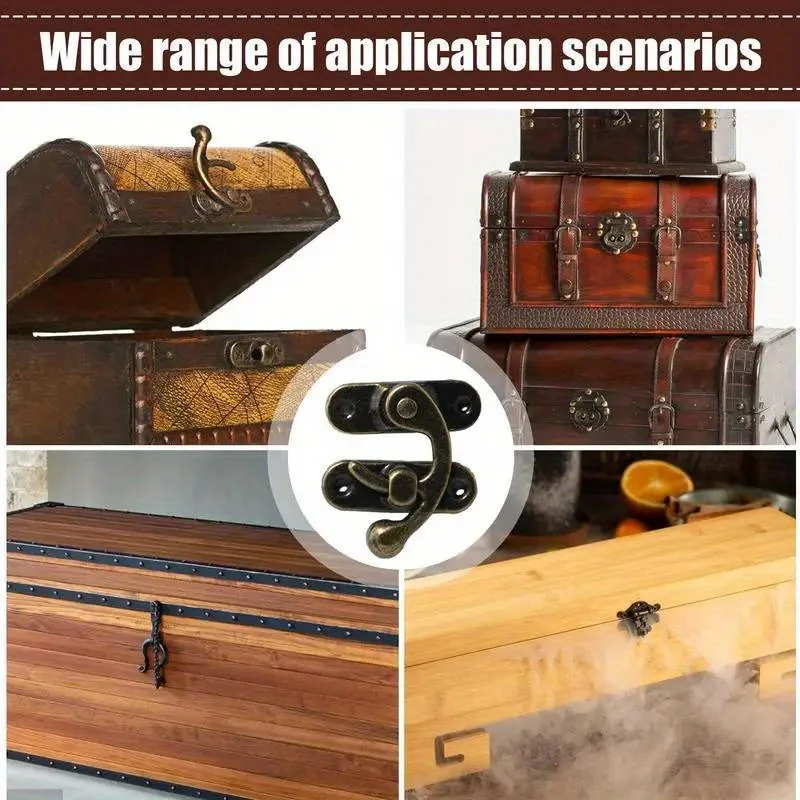 12pcs Wooden Box Toggle Latch Hasp Hook Lock Closure for Jewelry Chest Wine Case Leather Bag Handbag Suitcase with Screw