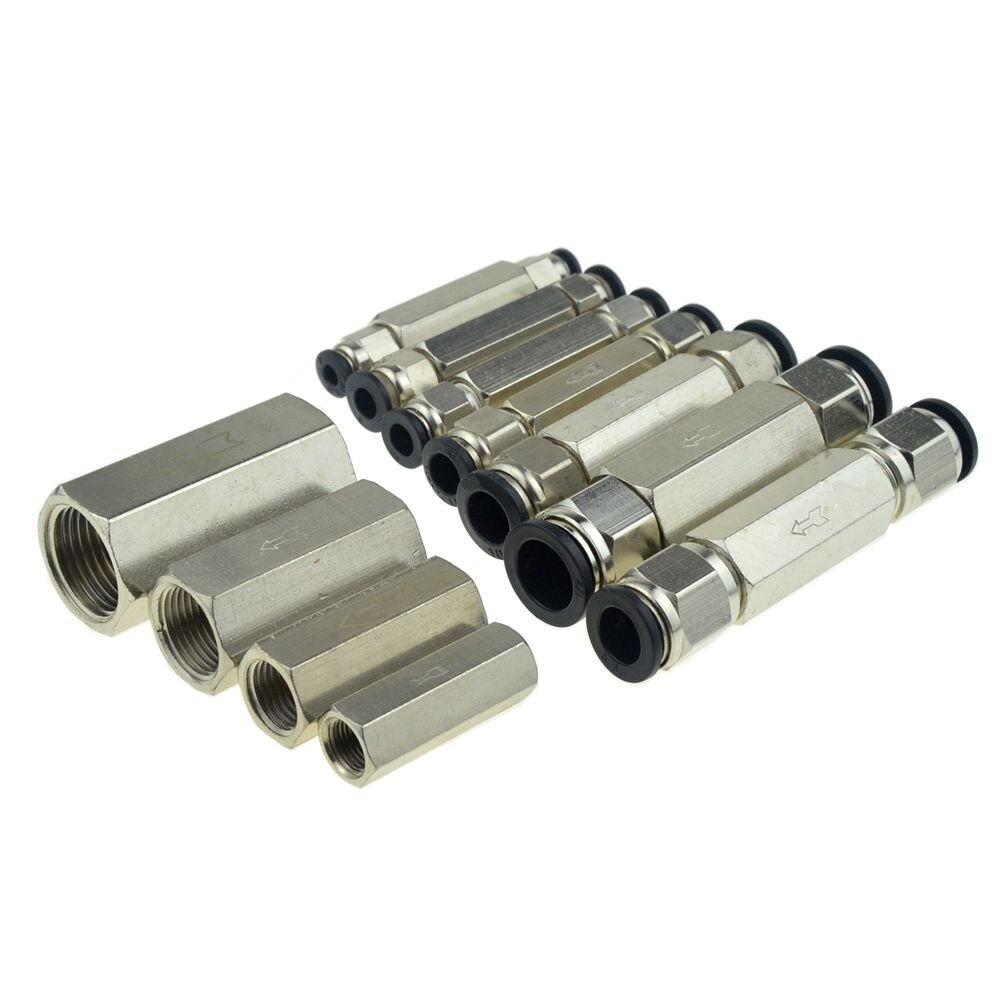 Pneumatisk backventil 6mm 8mm 10mm 1/4 od slang envägsventil luftgas enkelvägs mässingsventil luftkompressor rörkopplingsadapter