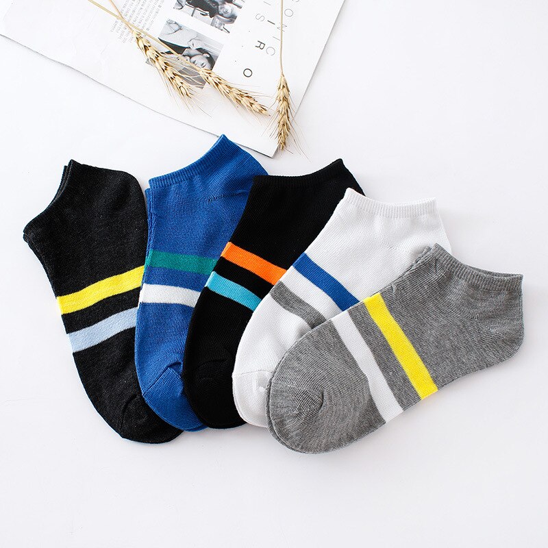 1 Pair Men Sports Socks Casual Boat Low Cut Ankle Socks Boy Summer Patchwork Short Boat Socks For Male Footwear D0367