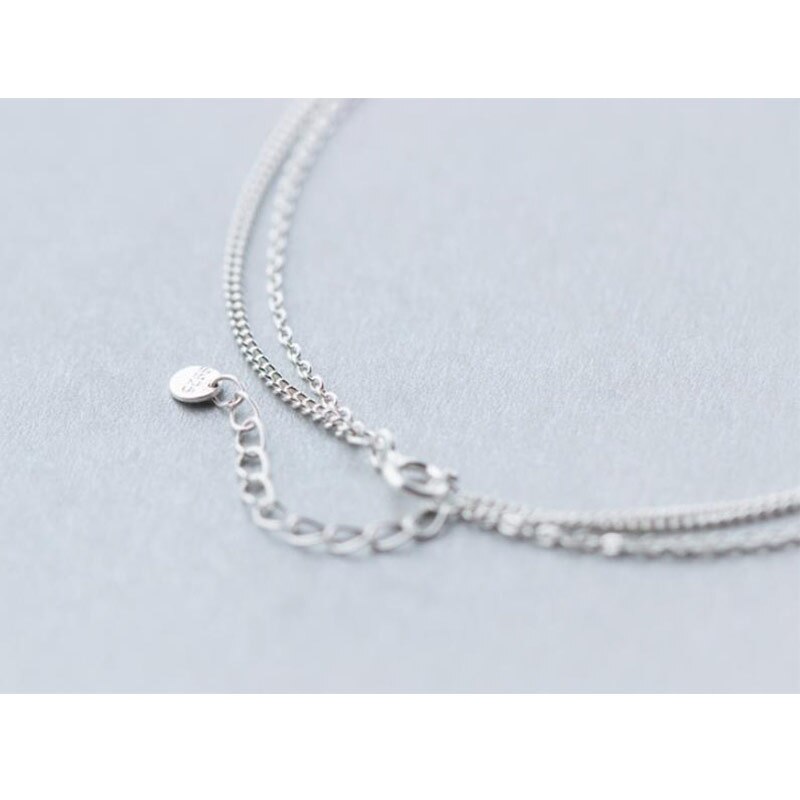 100% 925 Sterling Silver Due Strati Cavigliere Delle Donne A Piedi Nudi Crochet Sandali Fascino Dei Monili Piede Estate Gamba Catena Braccialetto Alla Caviglia