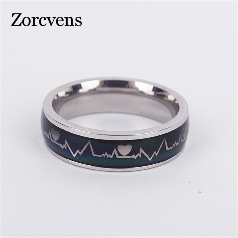 Modyle Stainless Ring Changing Color Mood Rings Feeling / Emotion Temperature Ring Wide 6mm Smart Jewelry