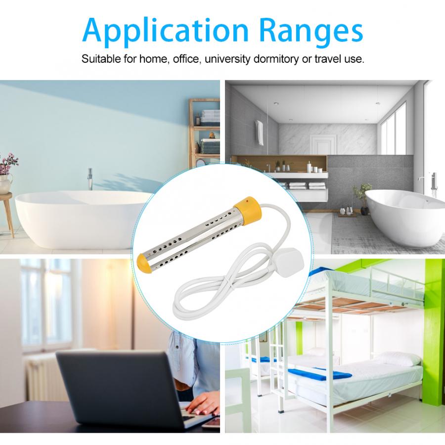 1.5m 2000W UK Plug 220V Immersion Electric Water Heater Heating Rod for Home Travel Use