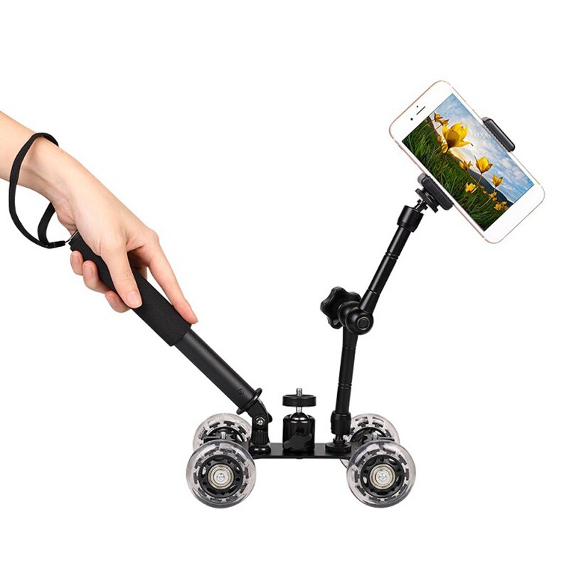 3In1 Camera Rail Car Table Dolly Auto + + 11 Inch Ic Arm + Telefoon Handheld Monopod Selfie Stick Voor d1000 D3000 D3100