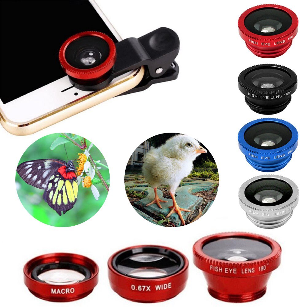 Universal Clip 3 in 1 HD Fish Eye Camera macro Wide Angle Phone Lens For iPhone 7 8 6 6s Plus X For Samsung Xiaomi redmi Huawei