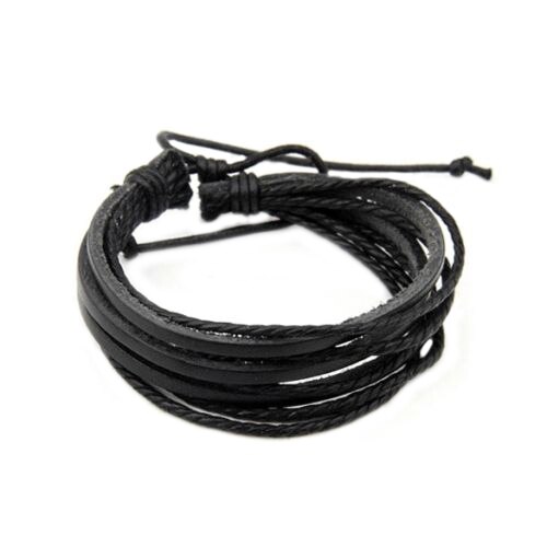 Bracelet sportif multicouche réglable en corde tressée en cuir synthétique pour hommes Bluelans
