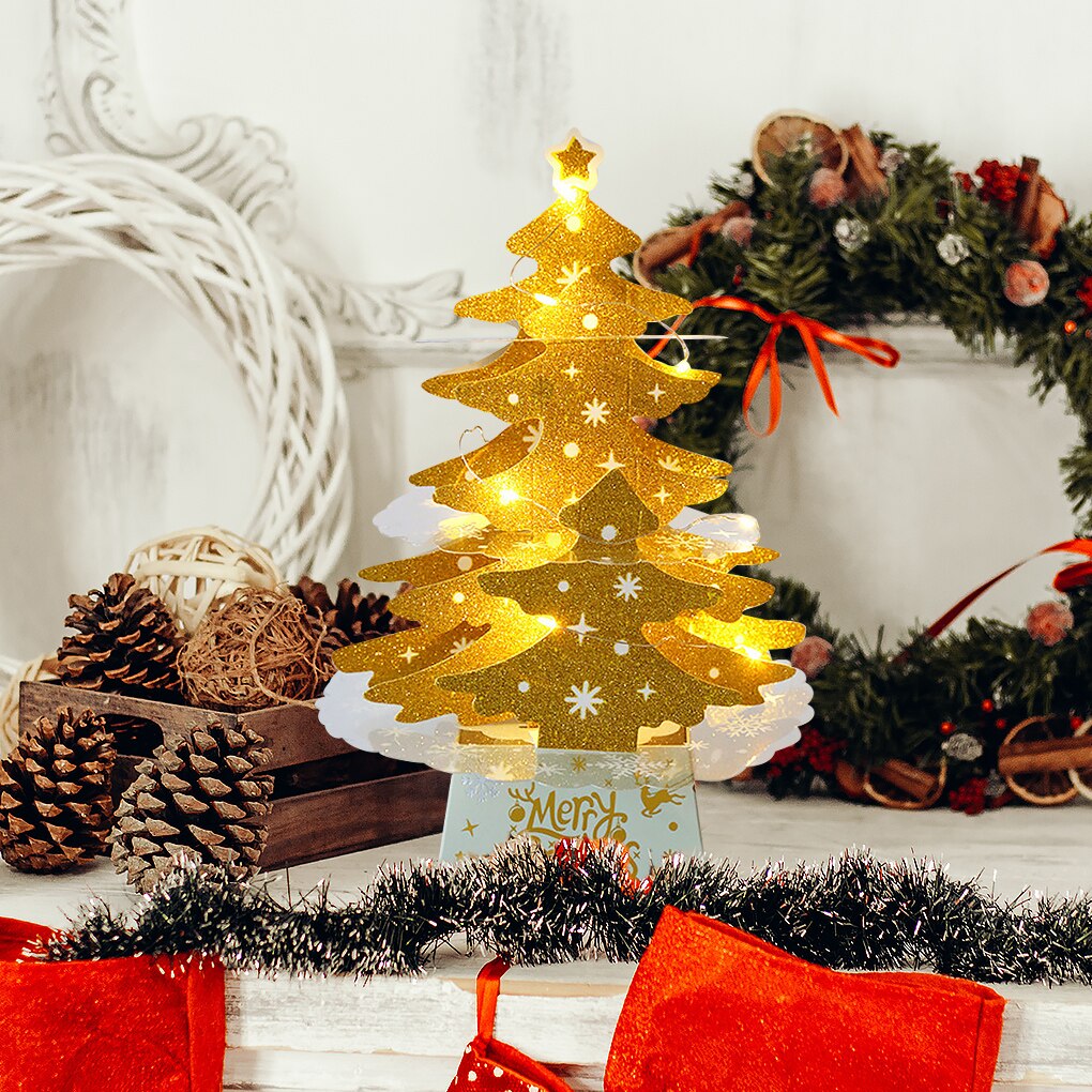 Tabletop Christmas Tree Light Artificial Xmas Decortaion Lighting Batter Operated Glow Dining Table Home Ornament Set