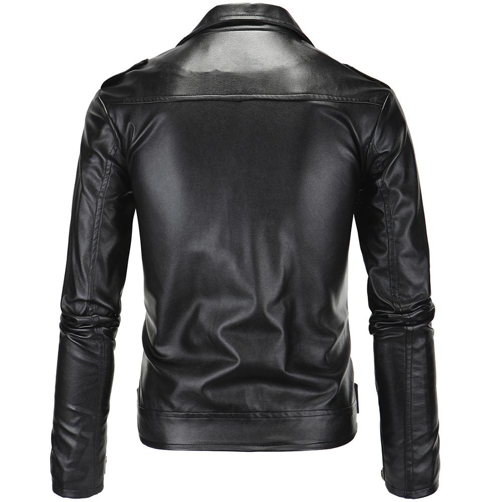 AKSR hommes veste en cuir col montant recadrée diagonale fermeture éclair Style Punk décontracté mince veste fausse fourrure manteau hommes taille chaude M-4XL