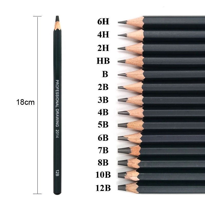 14 PCS/set Sketch Drawing Pencil Set 6H 4H 2H HB B 2B 3B 4B 5B 6B 7B 8B 10B 12B Painting Pencil Stationery Supplies