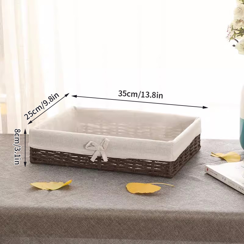 Papieren Touw Geweven Opbergmand Desktop Organizer Cosmetica Opbergcontainer Speelgoed Diversen Opbergdoos Picknick Fruit Snackmand: violet