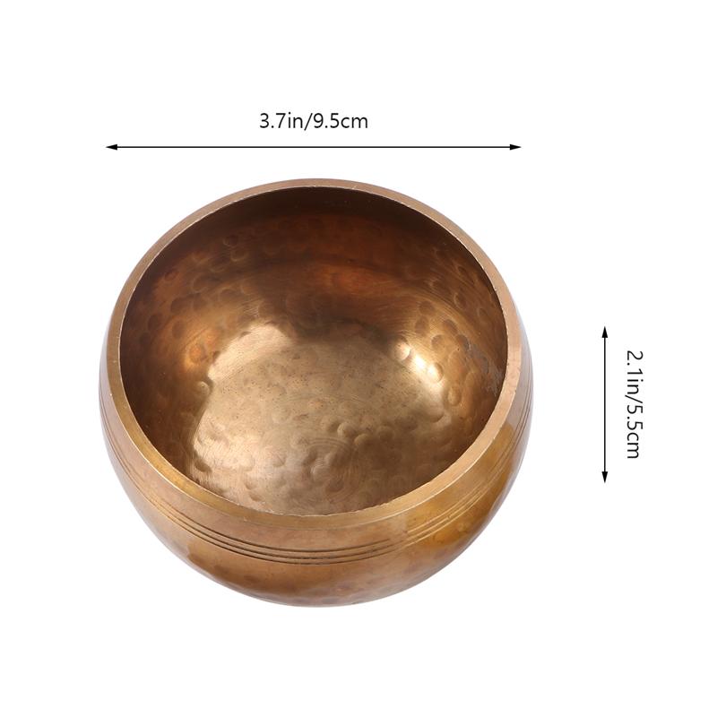 1pc buddhistiska ljudskål chanting skål yoga meditation ljudterapi skål ren koppar skål med träpinne packning (gul)