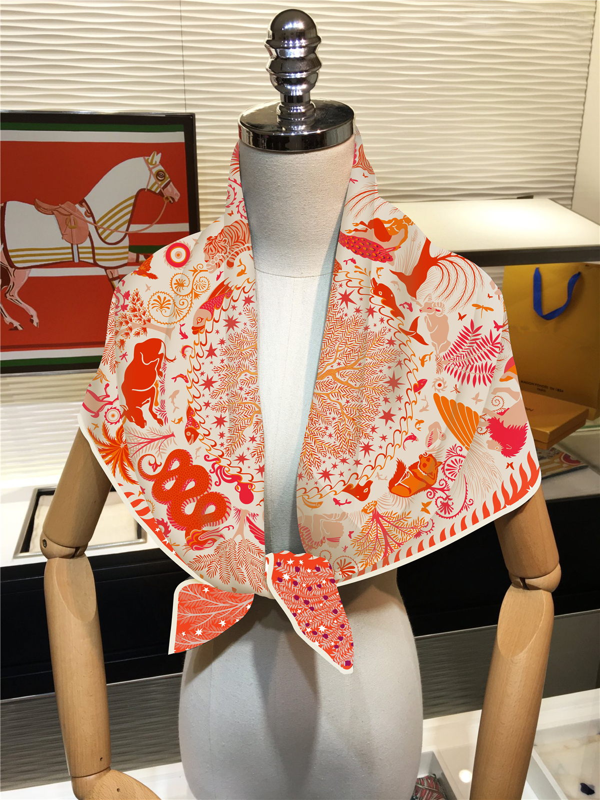 Foulard en soie sergé cheval Animal 90cm, châle à la , de luxe, carré, Hijab pour femmes, Bandana, Foulard, foulard de tête