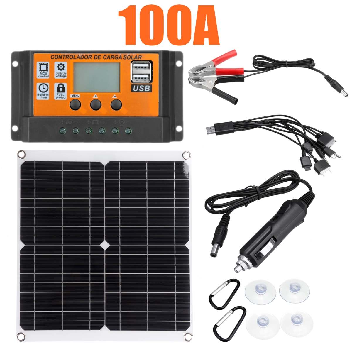 50W 18V płyta słoneczny USB 12V/5V DC elastyczna ładowarka solarna robić samochodu RV łódź ładowarka wodoodporna 40A 50A 60A 70A 80A 90A 100A: z 100A kontroler