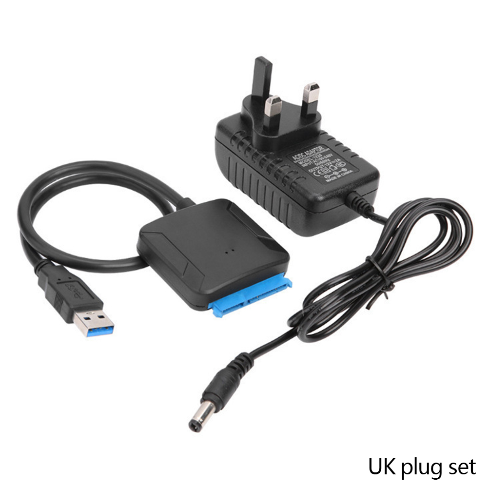 SATA to USB 3.0 HDD Drive Cable External SSD HDD SATA Hard Disk Adapter Cable Easy Drive Cables with 12V Power Adapter: Blue