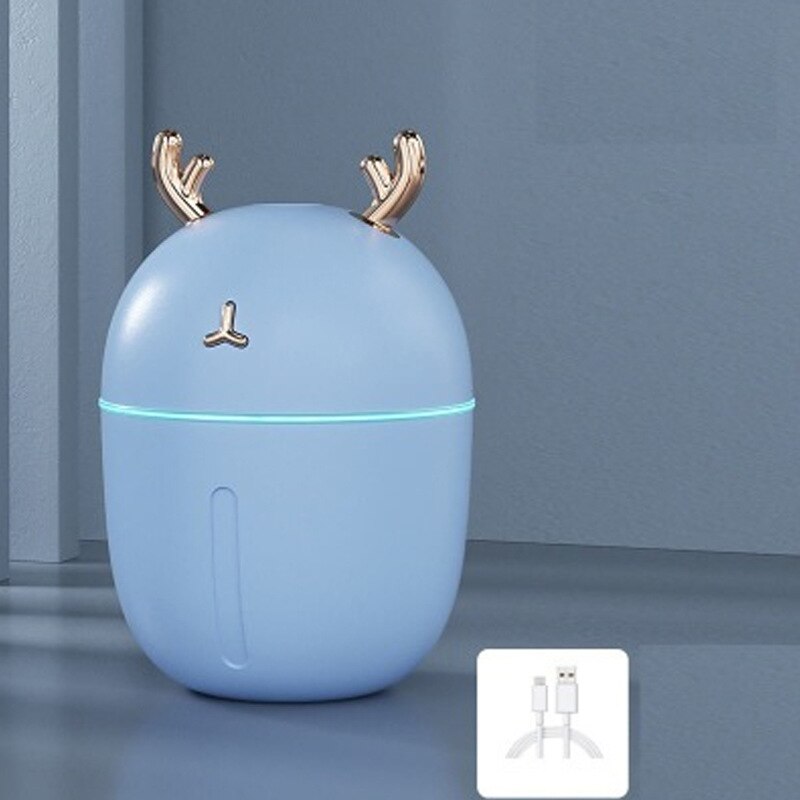 Luftfuktare hushåll sovrum liten mini luft aromaterapi rening spruta vatten påfyllning instrument usb anslutning: Blå