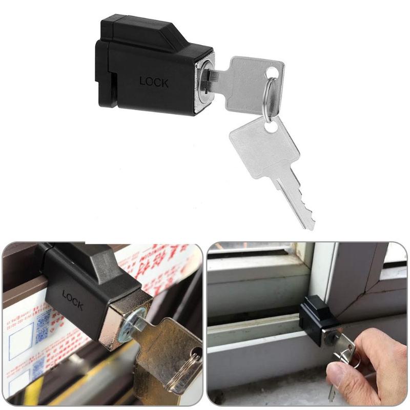 Aluminum Alloy Restrictor Lock Cabinet Latch Locks Child Security Safety Sliding Window Restrictor Lock with 2 Keys