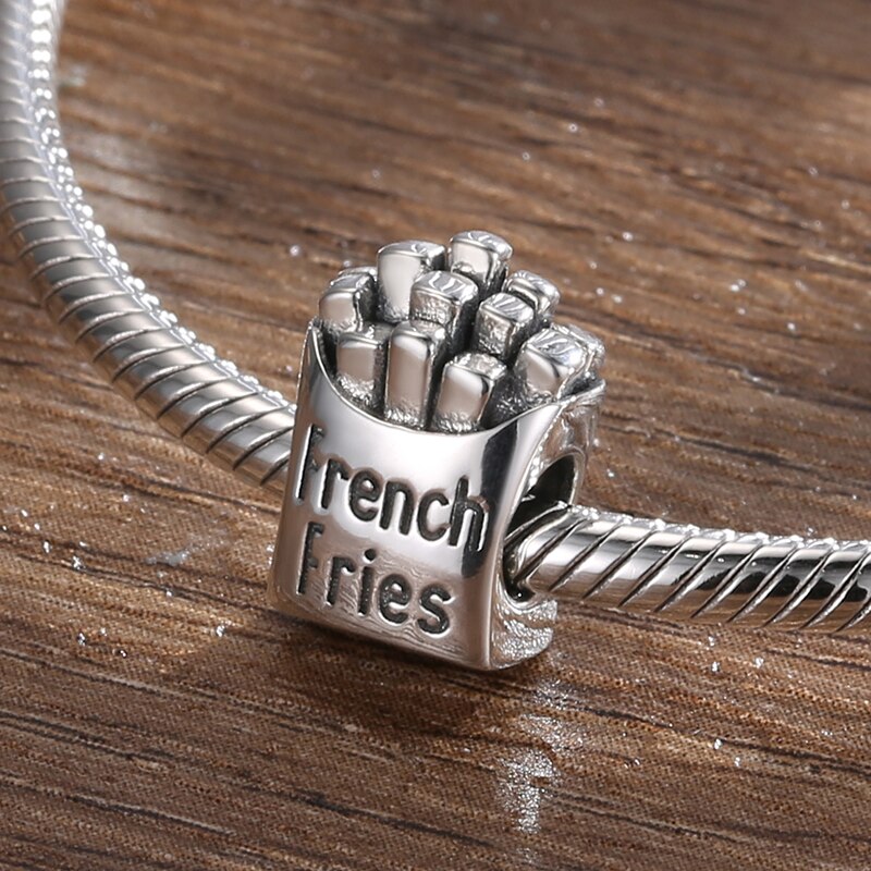 Fascino gioiello perfetto Hamburger dorato con patatine fritte Charms perline buon smalto misura originale JIUHAO braccialetto fai da te