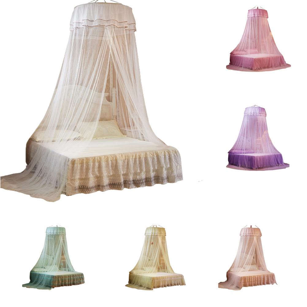 6 Color Lace Bed Canopy Mosquito Net  Hung Dome Mesh Canopy Princess Round Dome Bedding Net Bed Mosquito Netting