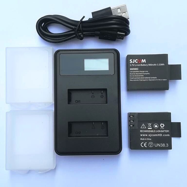 Oryginalna ładowarka 1350/1050mAh podwójna ładowarka do SJCAM Sj4000 powietrza Sj5000X C30 EKEN H9R Akaso V50 akcesoria do kamer w ruchu: E Combination