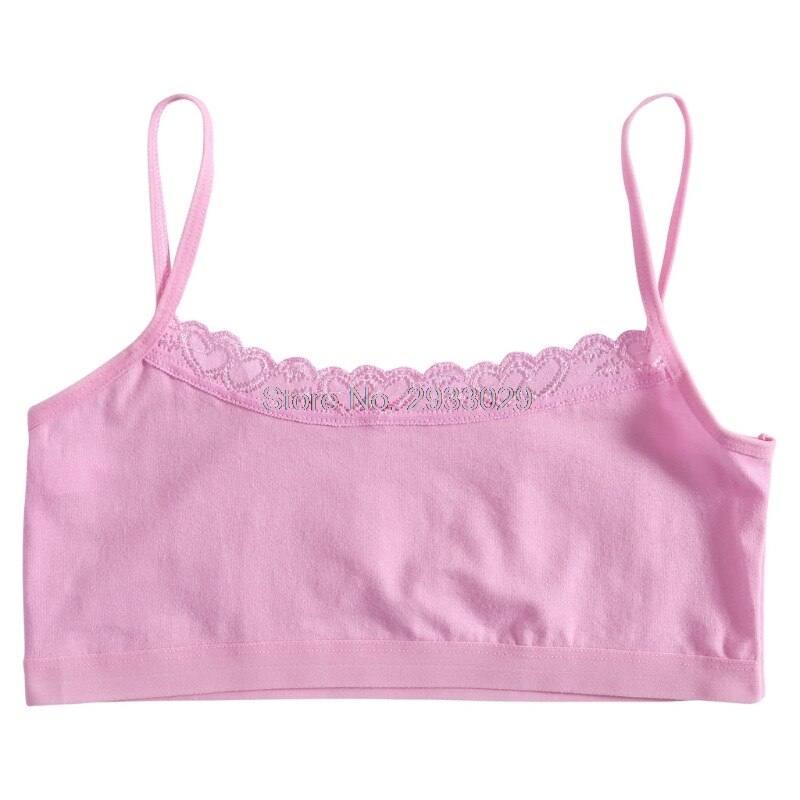 Young Girls Lace Bra Puberty Teenage Soft Cotton Underwear Training Bra Clothing: Pink