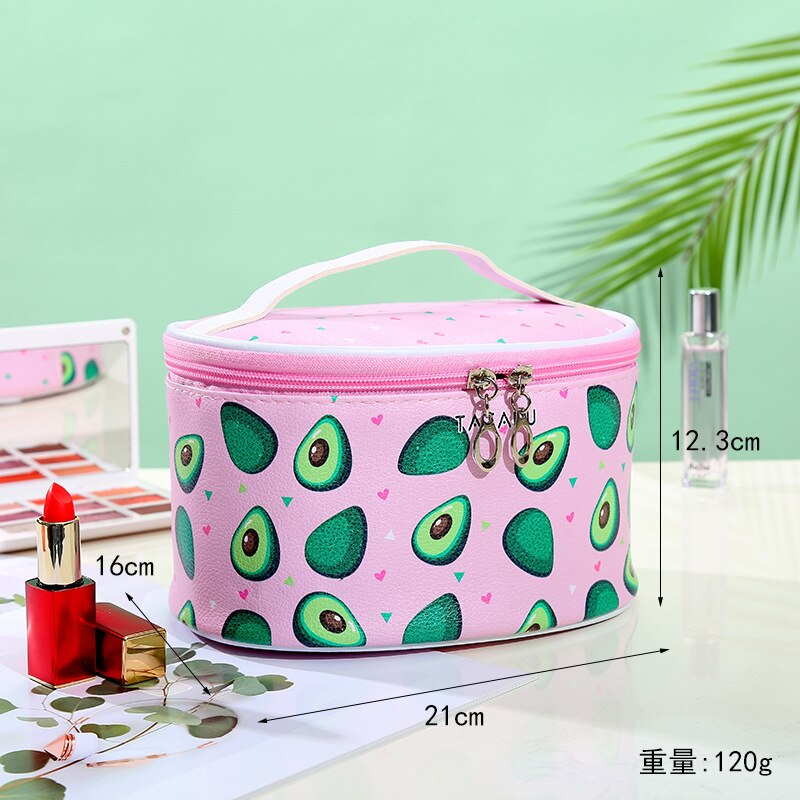 Rits Reizen Avocado 'S Patroon Cosmetische Tas Voor Vrouwen Make Up Box Draagbare Vrouwelijke Make-Up Tas Organizer Beauty Toilettas Kit Case: Pink